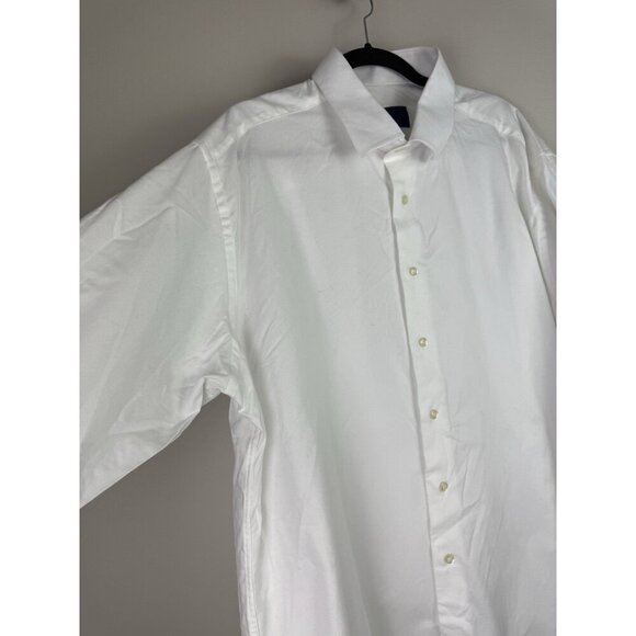 David Donahue Men’s 18 34/35 White Cotton Regular Fit Dress Shirt Formal Office - Picture 7 of 12